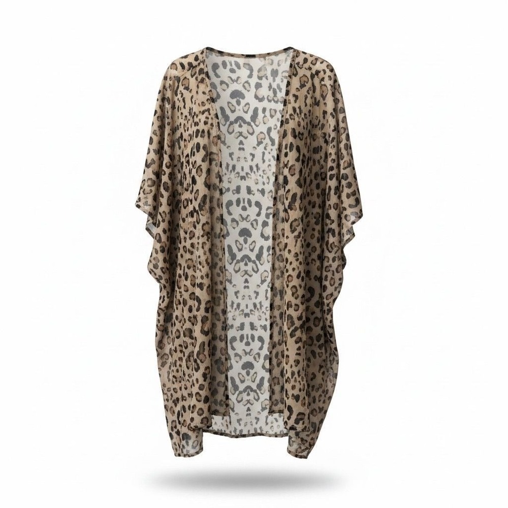 01 Derek Heart Plus leopard poly kimono sz 3X